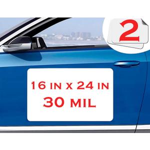 Car Magnet Sheet 16" x 24" 2 Pack - White Blank Automotive Magnets for Company Advertising, Print or Sticker - Strong Non Adhesive Vinyl Magnetic Sheets for Cars, Truck Decals, Van Advertisement Signs