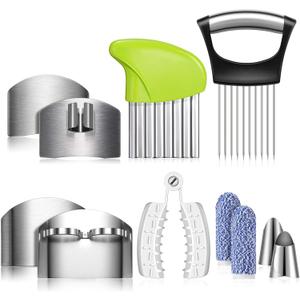 11 Pieces Finger Guard Set for Cutting Include 4 Stainless Steel Knife Cutting Protector 2 Thumb Guard Protector 2 Finger Cots Potato Butter Lettuce Crinkle Cutter Onion Holder Slicer Mandoline Slicer 11 Pieces Finger Guard Set for Cutting Include 4 Stainless Steel Knife Cutting Protector 2 Thumb Guard Protector 2 Finger Cots Potato Butter Lettuce Crinkle Cutter Onion Holder Slicer Mandoline Slicer