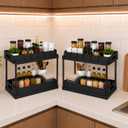 2 Pack Under Sink Organizer, Pull-Out Cabinet Storage Organizers for Bathroom & Kitchen, Multi-Purpose Under Counter Shelf Rack for Cleaning Supplies, Bottles & Toiletries, Cabinet Organizer-Black