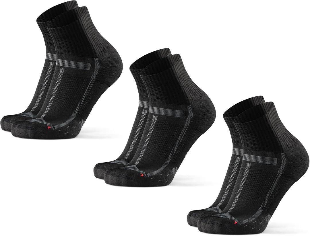 DANISH ENDURANCE Long Distance Running Socks, Quarter, Cushioned & Moisture Wicking, 3 Pair Pack for Men & Women