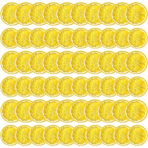 Suncalla 60 Pcs Fake Lemons Decor Mini Simulation Fruit Lemon Slices Artificial Plastic Fruit Model Decorative Ornament Fruits Party Decorations for Summer Decor Photography Props(Yellow)