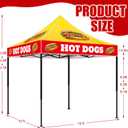 Oudain 10x10 Hot Dogs Themed Pop Up Canopy Tent Commercial Canopy for Food Vendors Heavy Duty Pop Up Shelter for Outdoor Catering Advertising Stand with Iron Frame and Silver Coated Fabric