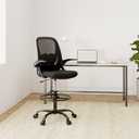 Primy Drafting Chair Tall Office Chair with Flip-up Armrests Executive Ergonomic Computer Standing Desk Chair with Lumbar Support and Adjustable Footrest Ring (Black), 934-Z