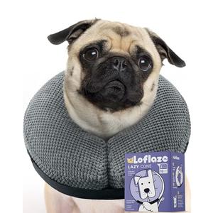 Loflaze Soft Inflatable Dog Cone Collar Alternative After Surgery - Dog Neck Donut E Collar for Large Medium Small Dogs Cats Post Surgery - Recovery Collar to Stop Licking - Grey, L