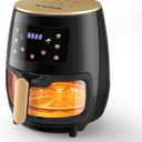 Glass Air Fryer, 6 Qt Airfryer with Transparent Fry Bowl, Adjustable Temperature, Touch Panel Control, Circulating Heating, Compact and Large, Nonstick & Dishwasher Safe