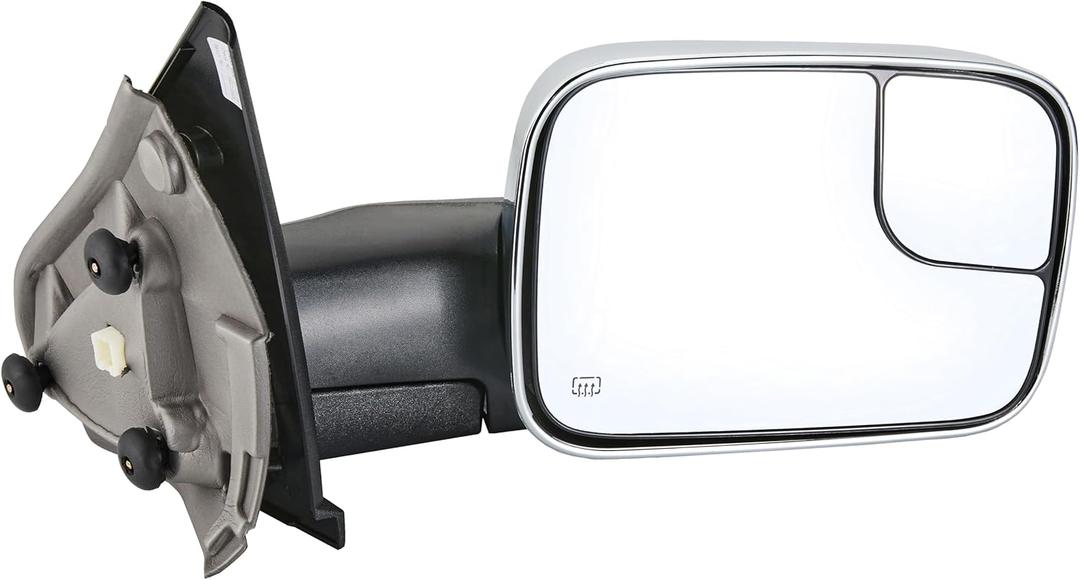 Towing Mirror Replacement Fit for 02-08 DodgeRam 1500 for 03-09 Dodge Ram 2500 3500 Pickup Truck Power Heated Tow Folding Side View Mirror Passenger Side Chrome Cover