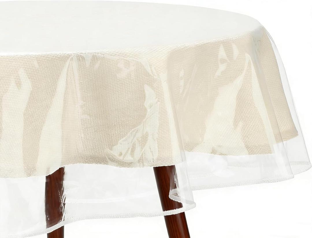 Clear Table Cover Protector Oval 54 X 72 Inch Plastic Tablecloth PVC Transparent Protective Covering Vinyl Waterproof