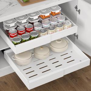 Expandable pull out cabinet or anizer, white
