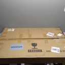 Glass Triangle Coffee Table with Tempered Top & Wood Legs, Modern Mid Century for Living Room, Rustic Brown Walnut Center (35.4in)