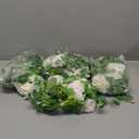 Dolicer 4Pcs 26Ft Artificial Eucalyptus Garlands with Flowers - 8 Roses, Faux Floral Greenery Garlands Fake Flowers Vines for Wedding Table Centerpieces Arch Party Ceremony Backdrop Decor (White)