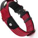 Plutus Pet Tactical Dog Collar with Tracker Pocket for AirTag, Adjustable Reflective Nylon Collar, Metal Buckle, Leather-Wrapped Handle, Soft Padded for Medium Large Dogs (Black, S)