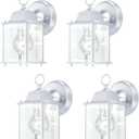 WISBEAM 4 Packs White Outdoor Wall Lantern, Black Exterior Waterproof Wall Sconce for House, Aluminum Housing Plus Glass, Wet Location Rated, ETL Qualified, Bulbs Not Included