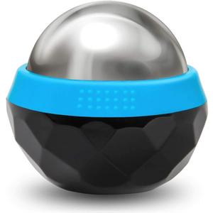 Coolrunner Cold Massage Roller Ball, Cryosphere Cold Massage Ball- Heat Therapy & Cold Therapy Relief with Cold Gel Core- Helps with Muscles Recovery and Inflammation for Shoulders, Neck (Black Blue)