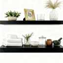 Solid Wood Floating Shelves,40in Finished Real Wood Wall Shelves with Heavy-Duty Hidden Bracket, Easy Installation, Set of 2, 40in x 7.1in x 1.5in, for Living Room Bedroom Kitchen,Black