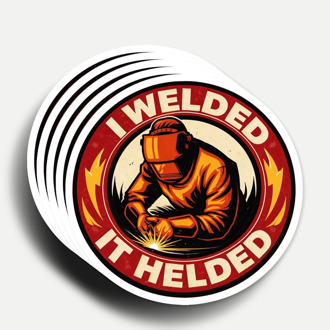 10 x (5Pcs) I Welded It Helded Sticker 3 Inch, Funny Welder Blue Collar Stickers, Waterproof Vinyl Decal for Welding Hood Hard Hat Helmet Tool Box Laptop Water Bottle Gifts Decorations