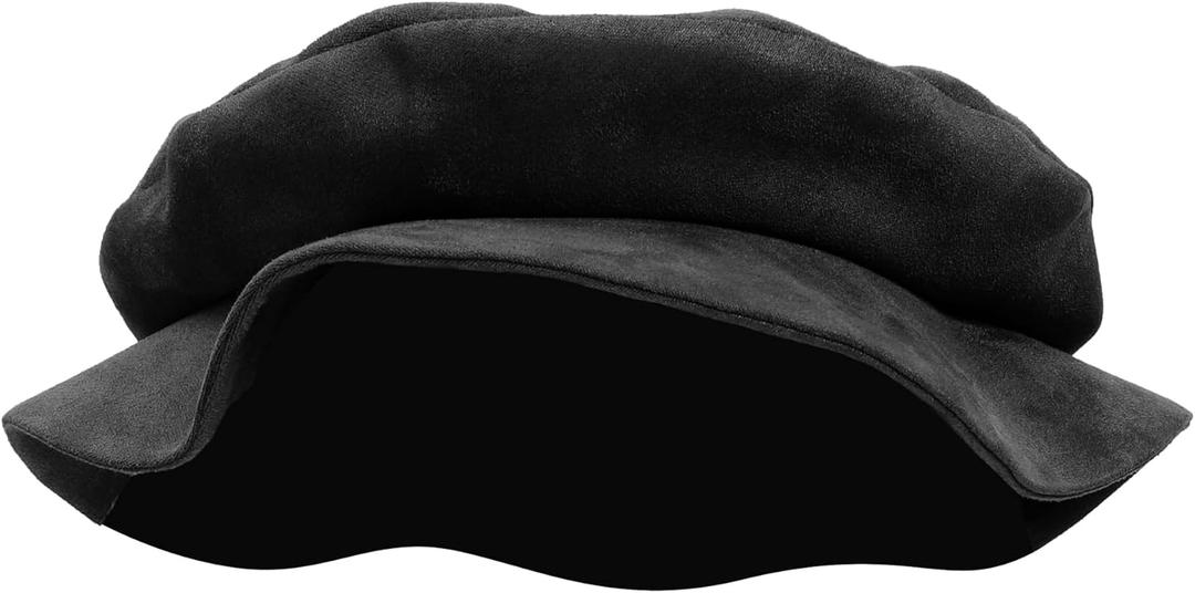 FURPHI Medieval Tudor Flat Cap Faux Suede Beret Hat Renaissance Festival Costume Accessories for Men Women