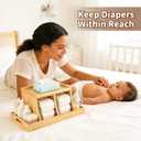 Three colors Diaper Organizer, Wooden Diaper Caddy Organizer, Changing Table Organizer, Diaper Storage Organizer, Nursery Baby Organization (Brown)