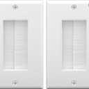 VCE Brush Wall Plate Cable Pass Through, Single Gang Decorator Wall Cover for Low Voltage Cables, InWall Cable Management for Wall Mount TV (White), 2Pack