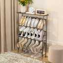 JZM Shoe Rack Storage, Narrow 4 Tier Metal Shoe Storage Shelf, Free Standing Shoe Racks, Space Saving Shoe Rack Organizer for Entryway, Hallway, Bedroom, Living Room(12-16 Pair), Large