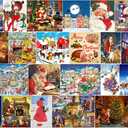 Christmas 1000 Piece Jigsaw Puzzle for Adults - Multi-Scene Festive Designs Collection, 27.5x19.5 Inch Xmas Gift & Wall Decor