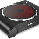 Cusimax Portable Electric Stove, 1200W Infrared Single Burner Heat-up In Seconds, 7 Inch Ceramic Glass Single Hot Plate Cooktop for Dorm Office Home Camp, Compatible w/All Cookware - Upgraded Version