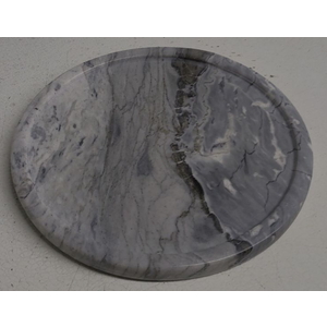 Natural Grey Marble Tray - Real Stone Decorative Tray, Genuine Marble for Bathroom, Kitchen, Dresser, Vanity - Holds Jewelry, Perfume, Shampoo - 8" Round