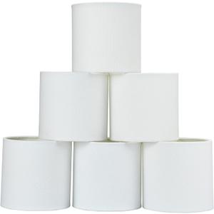 LAMPWELL MEMO Clip-on Chandelier Fabric Lamp Shades,Set of 6,Small Drum,5.2"5.2"H5.2",Linen, Handmade,Modern Trendy Decorative,ONLY FOR CANDLE BULB,White