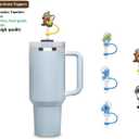 2 x 5Pcs 0.4in/10mm Diameter Cute Silicone Straw Covers Cap for Stanley Cup, Dust-Proof Drinking Straw Reusable Straw Tips Lids. (Jerry & Smurf Family)