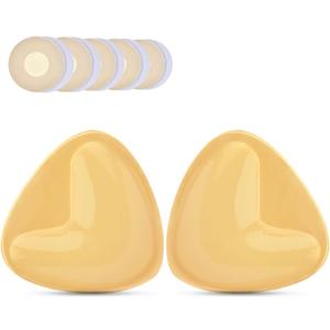 2 x Double Sided Sticky Bra Inserts, Self Adhesive Reusable Sticky Push Up Bra Pads Inserts for Breast Lift (Beige)