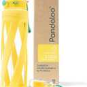 Pandaloo Orbit 32 oz Glass Water Bottle with 2 Leak-Proof Lids (Straw & Spout), Wide Mouth, Borosilicate Glass, BPA-Free, Cup Holder Friendly for Gym, Work, Travel & Daily Hydration Sunbeam Yellow