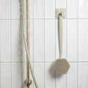 TOOLETRIES Silicone Back Scrubber with Hook - Exfoliating Shower Brush, Back Washer for Men, Durable Back Brush with Long Handle - Long Lasting Bath & Shower Accessories - Sand