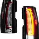 (2 Pack) LED Tail Light Assembly for 2007-2014 Chevy Suburban 1500 2500, 2007-2014 Chevy Tahoe [Only Incandescent Models], Taillight Assembly w/o Blind Spot, Chrome Housing Clear Lens