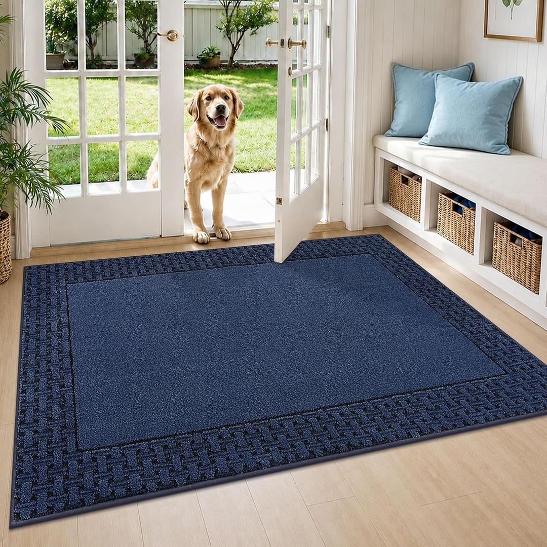 Dirt Trapper Door Mats 36x60in, Non-Slip Entryway Rugs, Blue