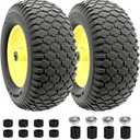 16 Inch 4.80/4.00-8 Flat Free Wheelbarrow Tire and Wheel, 16" Solid Puncture Proof Replacement with 5/8" & 3/4" Bearings, 3"-7 Hub for Garden Cart Wagon Trolley Farm Construction (2 Pack)