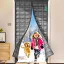 Thermal Door Curtain, Fit Size up to 36 x 80 Inches, Magnetic Insulated Door Curtains for Doorway/Front/Back/Basement, Oxford Cover with Thick Cotton to Keep Warm Winter, Grey, Rectangle (Gray)