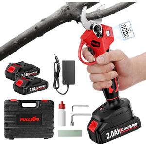 FULLYEA Electric Pruning Shears, 1.4" Cutting Diameter Electric Pruner with LCD Display2Pcs 2.0Ah Rechargeable Battery, Brushless Motor Cordless Pruning Shears for Tree Trimming Branch Cutter