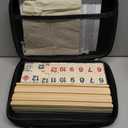 Upgraded Rummy Cube Game Set & 4 Wooden Racks, 106 Large Number Rummy Tiles and Portable Case, Classic Rummy Games for 2-4 Players, Travel & Family Board Game for Adults, Kids & Parties, Great Gifts