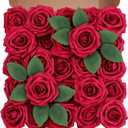 Artificial Flowers Foam Fake Roses 25pcs Red Roses with Stems for Home Decor DIY Wedding Bouquets Party Bridal Shower Centerpieces Faux Flower Arrangements Tables Decorations