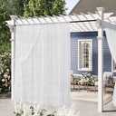 RYB HOME Gazebo Sheer Curtains Outdoor, Waterproof Privacy Protect Light & UV Reducing Curtains for Porch Pergola Pavilion Cabana, W 100 x L 96 inches, White, 2 Panels Set