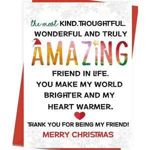 3 x OJsensai Christmas Thank You Card for Best Friend Bestie, Sweet Friendship Card for Him HerXmas Appreciation Gifts