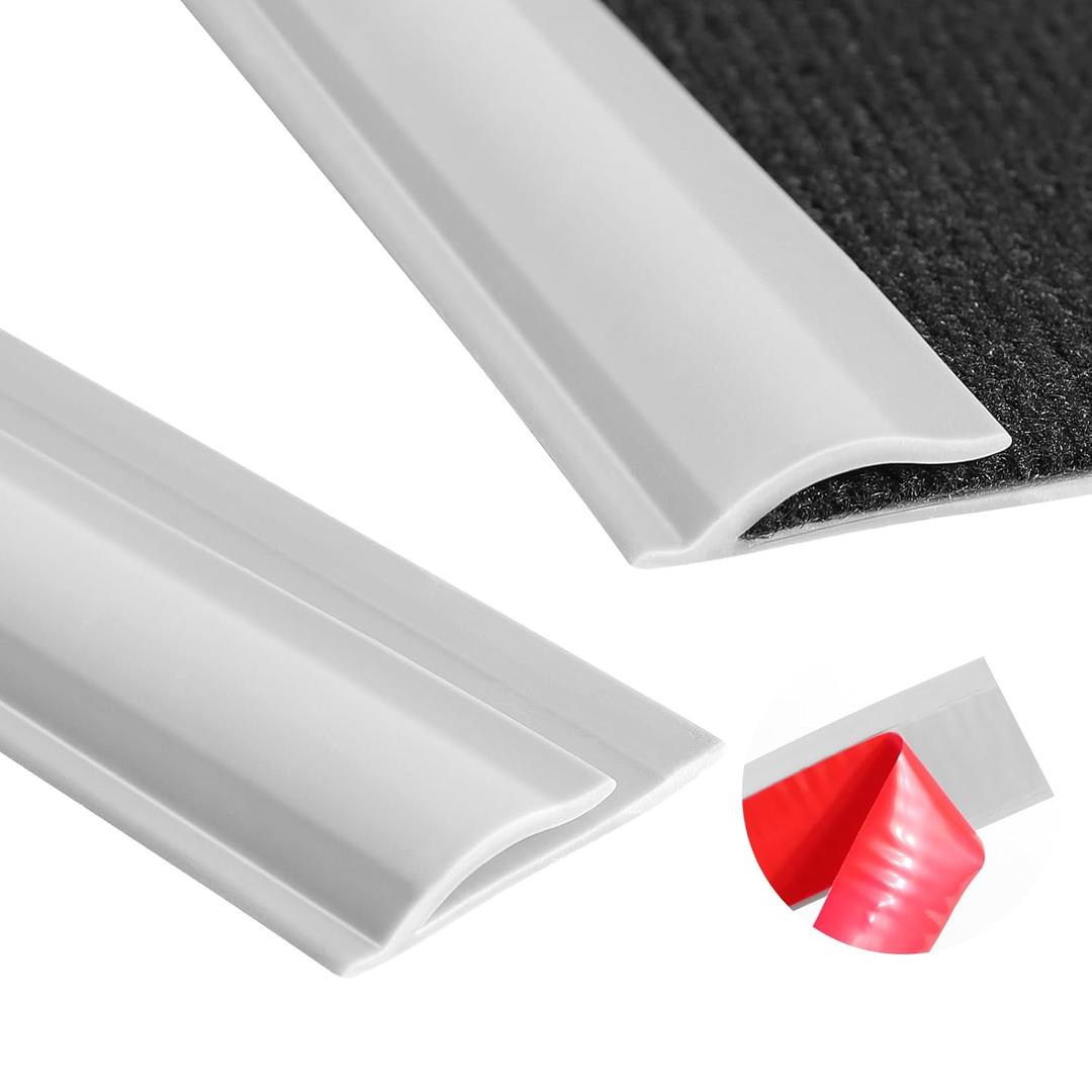 19.6 Ft Self-Adhesive Floor Transition Strip, Carpet Edge Trim & Rug Gripper, Rubber Threshold Ramp for Doorways, Carpet to Tile/Wood/Laminate Flooring Reducer, Anti-Curling Binding Strip (Gray)