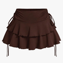Verdusa Women's Y2k Ruffle Mini Skirt Bow Side Flowy A Line Cute Short Skirts Casual Skorts
M