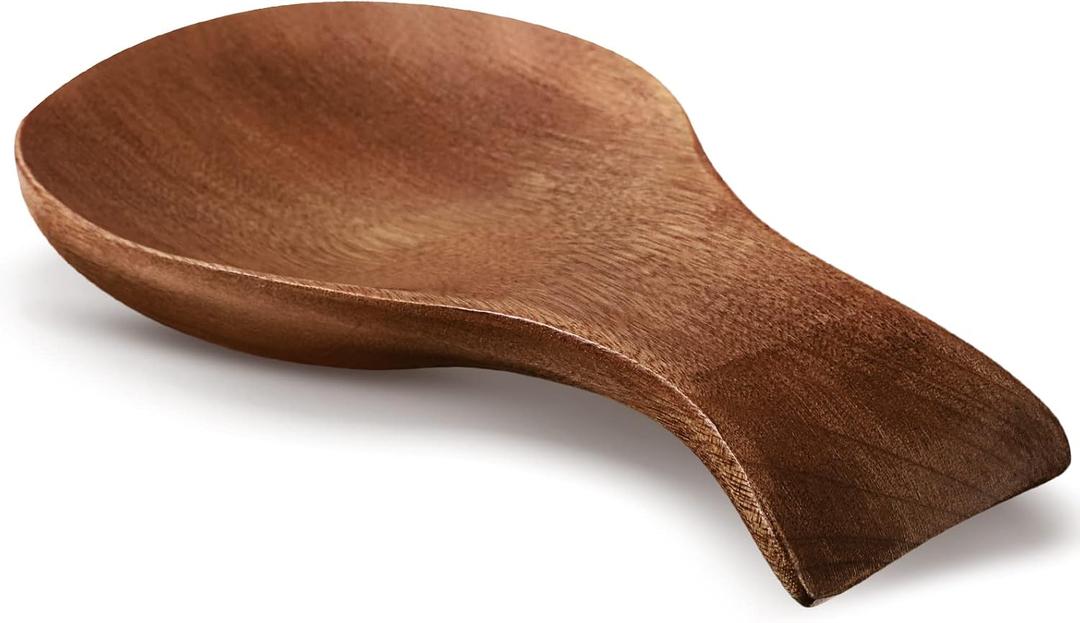 Patelai Acacia Wood Spoon Rest for Stove Top Bamboo Holder for Spatula Rest for Kitchen, Counter Spoon Holder for Countertop, Modern and Rustic for Farmhouse as Dining Table Decoration(Brown)
