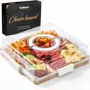 Charcuterie Board with Clear Locking Lid and Handle, 6 Compartment Bamboo Cheese Board Snackle Box, Portable Cutting Board for Snacks, Fruits&Meats, Ideal Gift for Parties, Birthday& House Warming
(12.2" x 12.2" x 3.5")