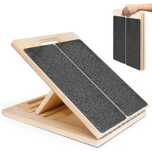 Portable Wooden Slant Board for Calf Stretching Squats Calf Stretcher Pilates Physical Therapy Equipment Adjustable Incline Board for Knees Ankle Heel Feet Leg
