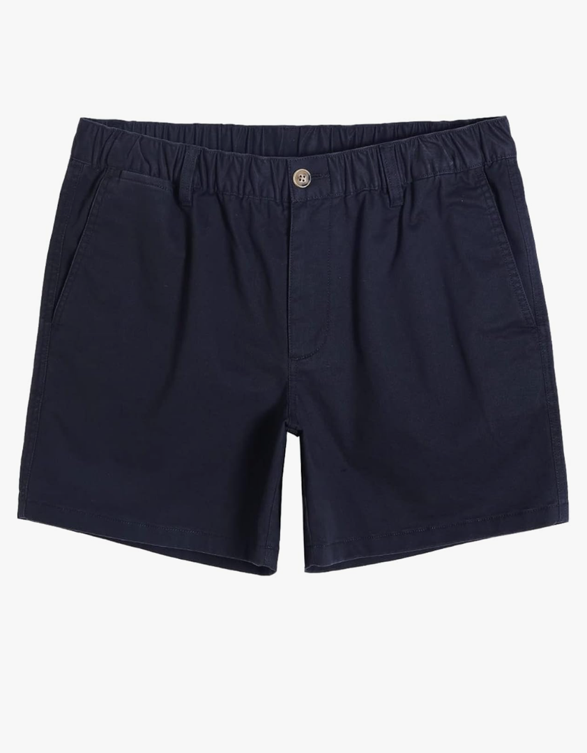 maamgic Men's Classic-fit 5.5" Cotton Casual Shorts Elastic Waistband with Multi-Pocket Daily Wear Walking Summer Outfit Size 35