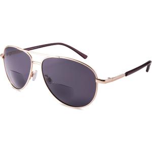 EYEGUARD Unisex Classic Style Bifocal Sunglasses Readers UV400 Protection Outdoor Reading Glasses for Men and Women 2.25 (Gold)