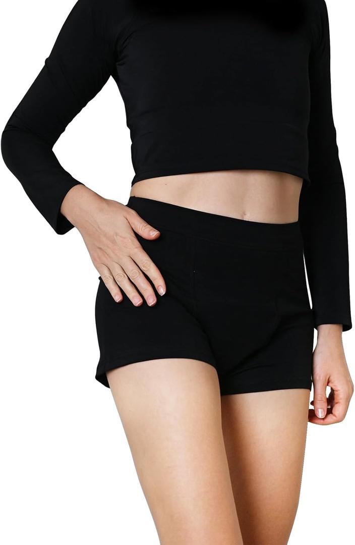 Lictin Period Underwear for Women, Boyshort Absorbent Period Panties - Menstrual, Postpartum Briefs (Medium, Black-2pack)