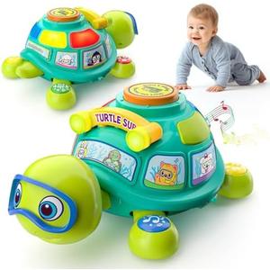 Zardali Baby Toys 6-12 Months, Musical Turtle Tummy Time Developmental Crawling Toy for 6 7 8 9 10 Months, Educational Bilingual Infant Toy 6-9-12 Months, Baby Boy Girl Birthday Gifts