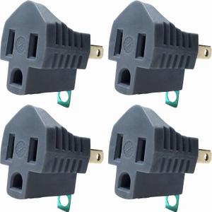 3 Prong to 2 Prong Adapter, Polarized Grounding Converter, 3-Prong Plug Adapter, ETL, Grey, 4 Pack